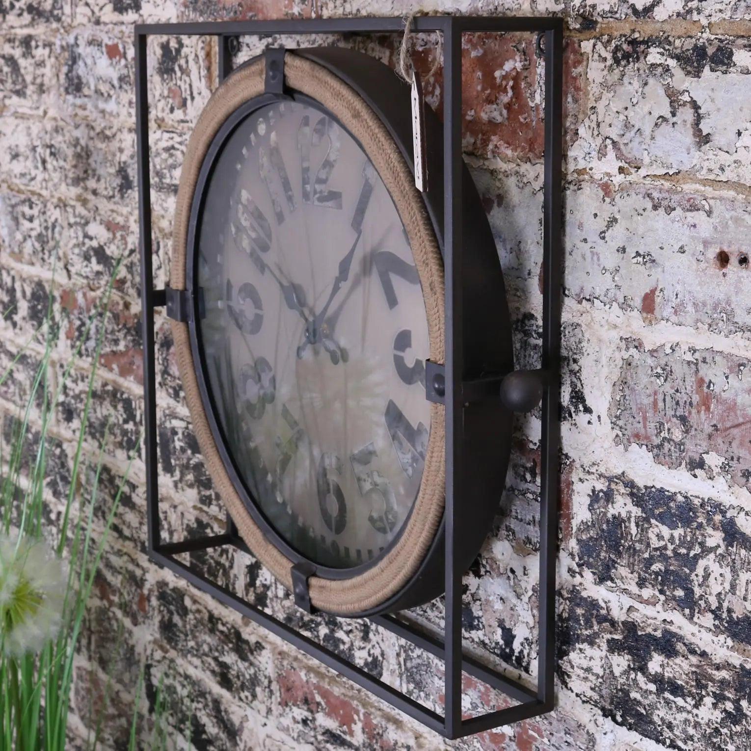 Industrial Square Frame Wall Clock - Etsy