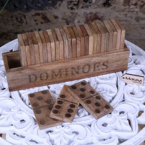 Mahua Holz Domino Set mit Halter