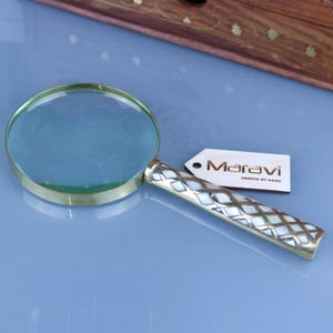 Zuari Brass Magnifying Glass and Letter Opener Set