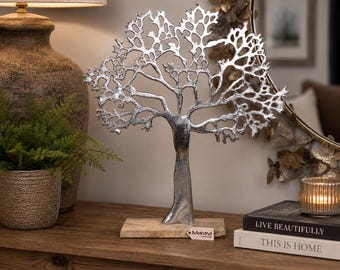 Lolam Tree Sculpture Ornament on Wooden Base 42cm
