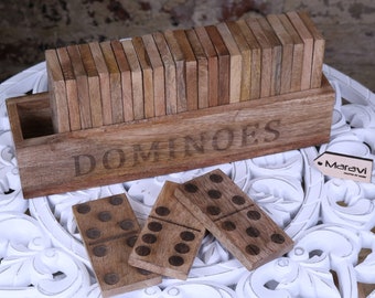 Mahua Wooden Domino Set with Holder