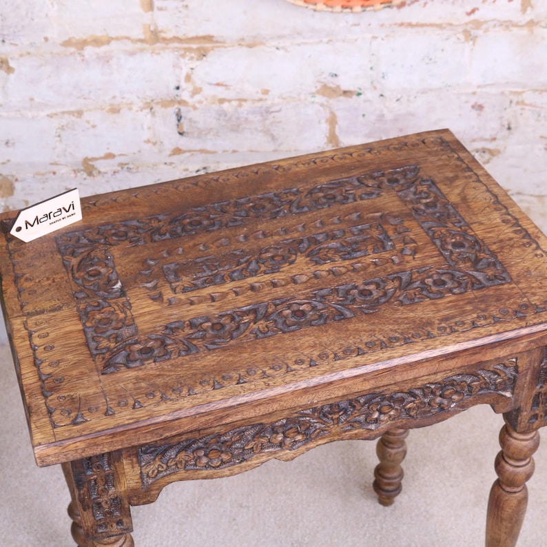 Mesa auxiliar rectangular de madera de mango Erki imagen 7