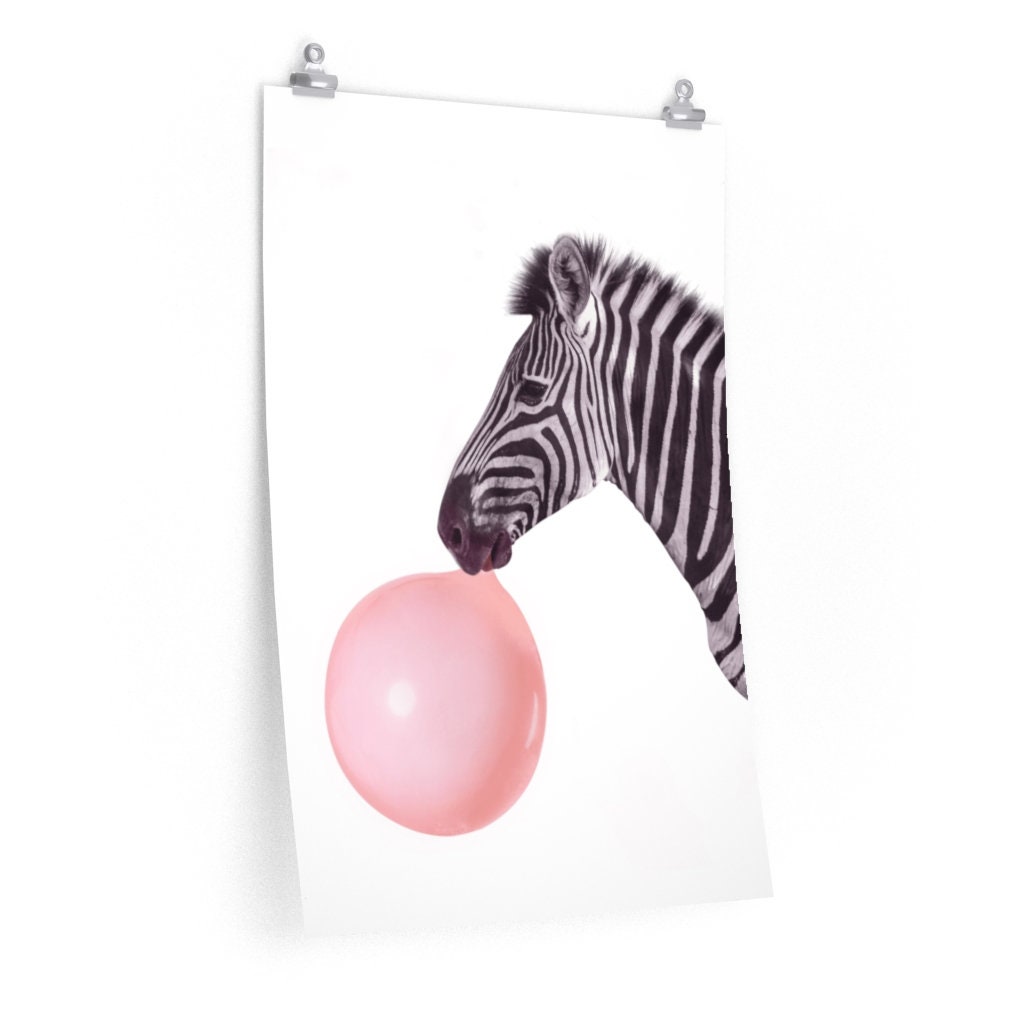 Zebra With Bubble Gum Wall Art Animal Print Baby Zebra Etsy