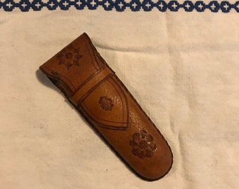 Leather Pen Case Folk  Vintage