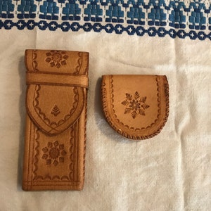 Astuccio in pelle popolare goffrato Vintage & coin Purse + Pen Case In pelle