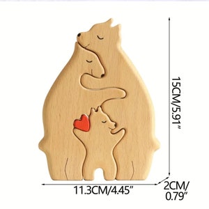 Family Personalized Wooden Bear Puzzle, Engraved Name Puzzle, Gift for Mom, Family Home Decor, Gift For Kids, Gift for Grandma, Animal Lover zdjęcie 3