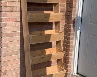 Tiered Vertical Cedar Ladder Planter Box for Garden Plants, Herbs, Vegetables and More