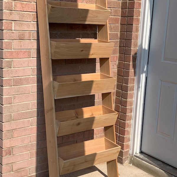 Tiered Vertical Cedar Ladder Planter Box for Garden Plants, Herbs, Vegetables and More