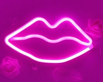 Pink Lips Neon Sign Neon LED Light Table Bedroom Wall - Etsy