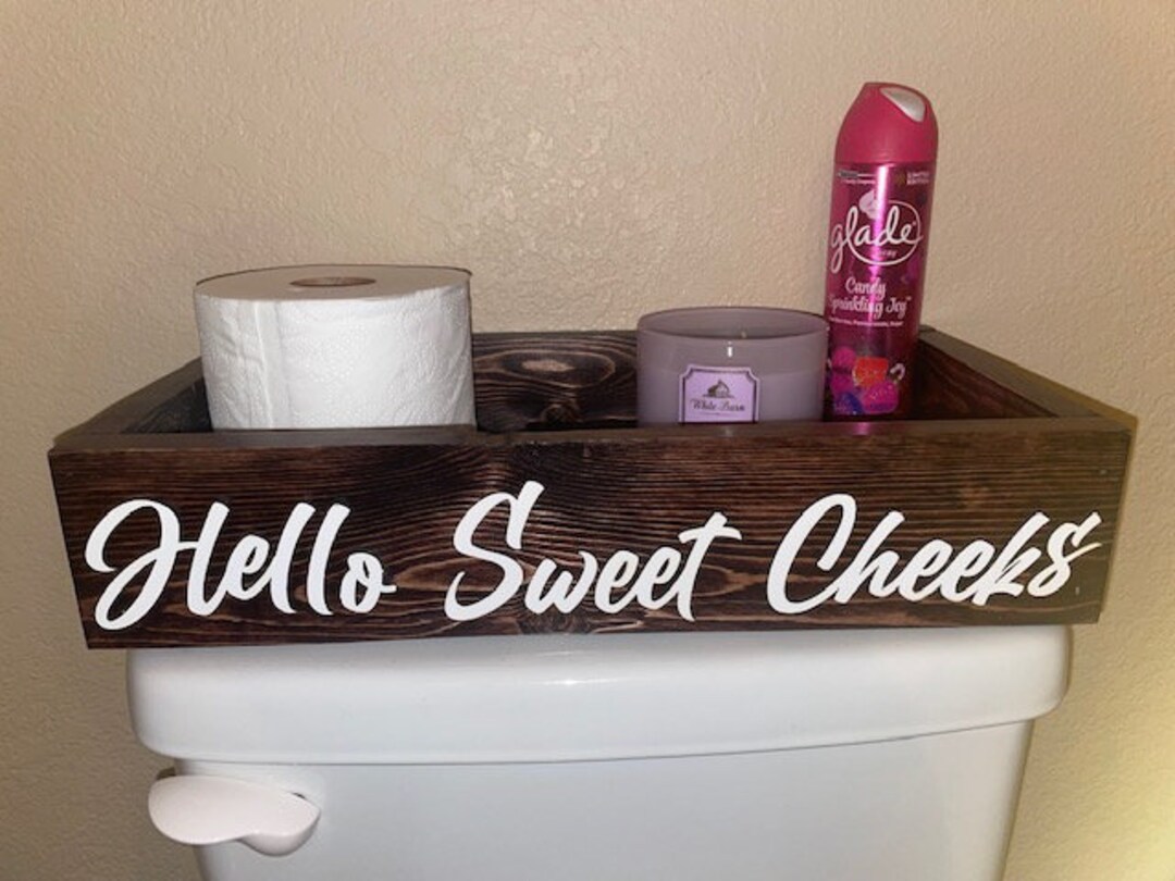 Hello Sweet Cheeks Toilet Paper Box, Rustic Farmhouse Bathroom Decor