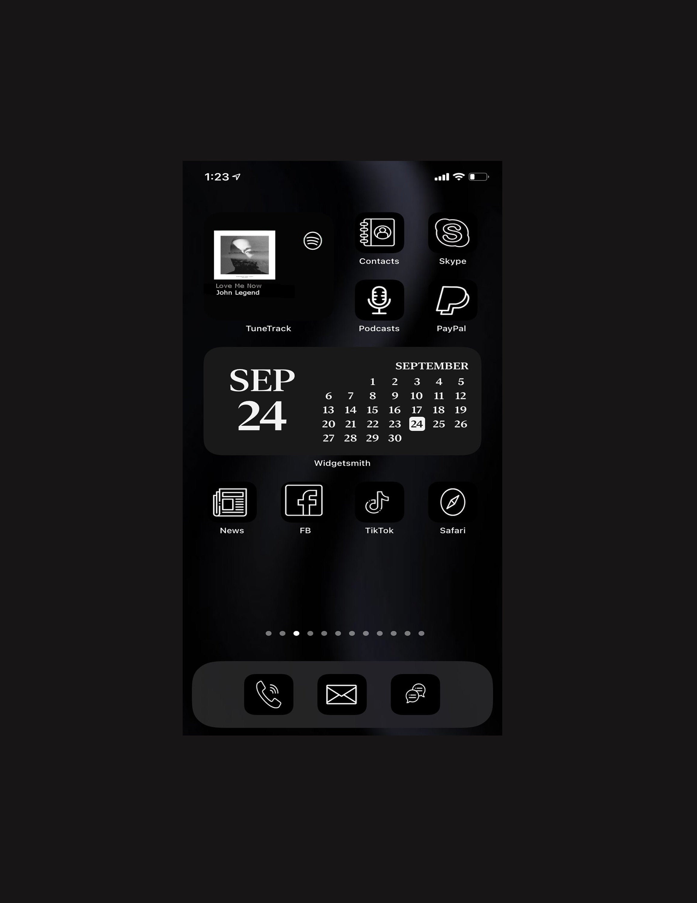Ios Black App Icons Dark Grey Minimalist Line Design Etsy