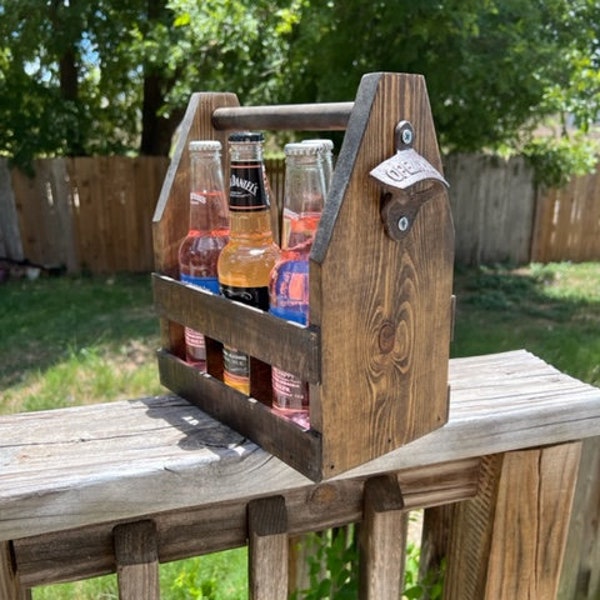 Men's Personalized Wooden 6 Pack Beer Caddy  Wooden beer Carrier, Six Pack Beer Holder, Gift For Dads, Gift for him, Groomsman Gift,