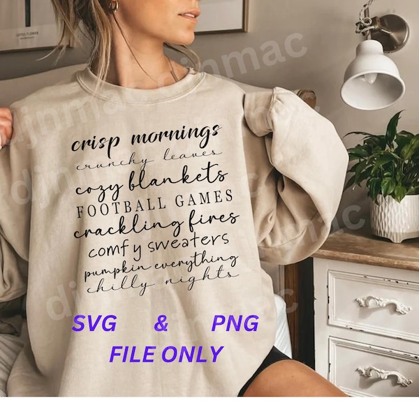 Cozy Season, Fall Season, Football Season, Sweater Weather, Crunchy Leaves,Blessed, PNG SVG Cut Files Silhouette Cutting File Cricut Digital