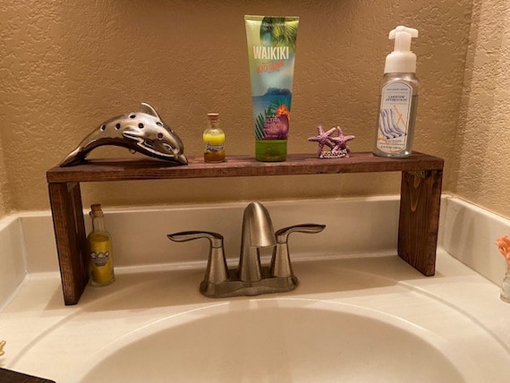 Over the Sink Bathroom Shelf, Rustic Wood Bath Caddy, Bathtub Tray