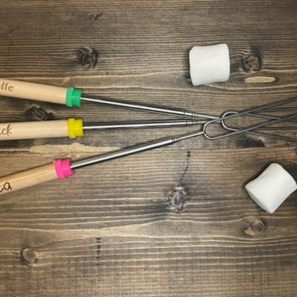 Set of 4 Marshmallow, Smores, Personalized Roasting Sticks, Camping Tool, Campfire Stick, Smores Station