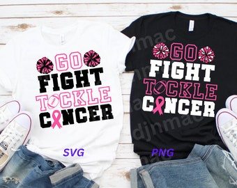 Go Fight Tackle Cancer, Breast Cancer Awareness, Football and Cheer, Design Silhouette SVG PNG Cutting File Cricut Digital Download