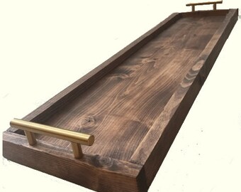 Charcuterie Board Long Serving Tray Party Tray Rustic Farmhouse Decor Tray w Handles Wood Serving Tray Oversized Tray New Home Gift
