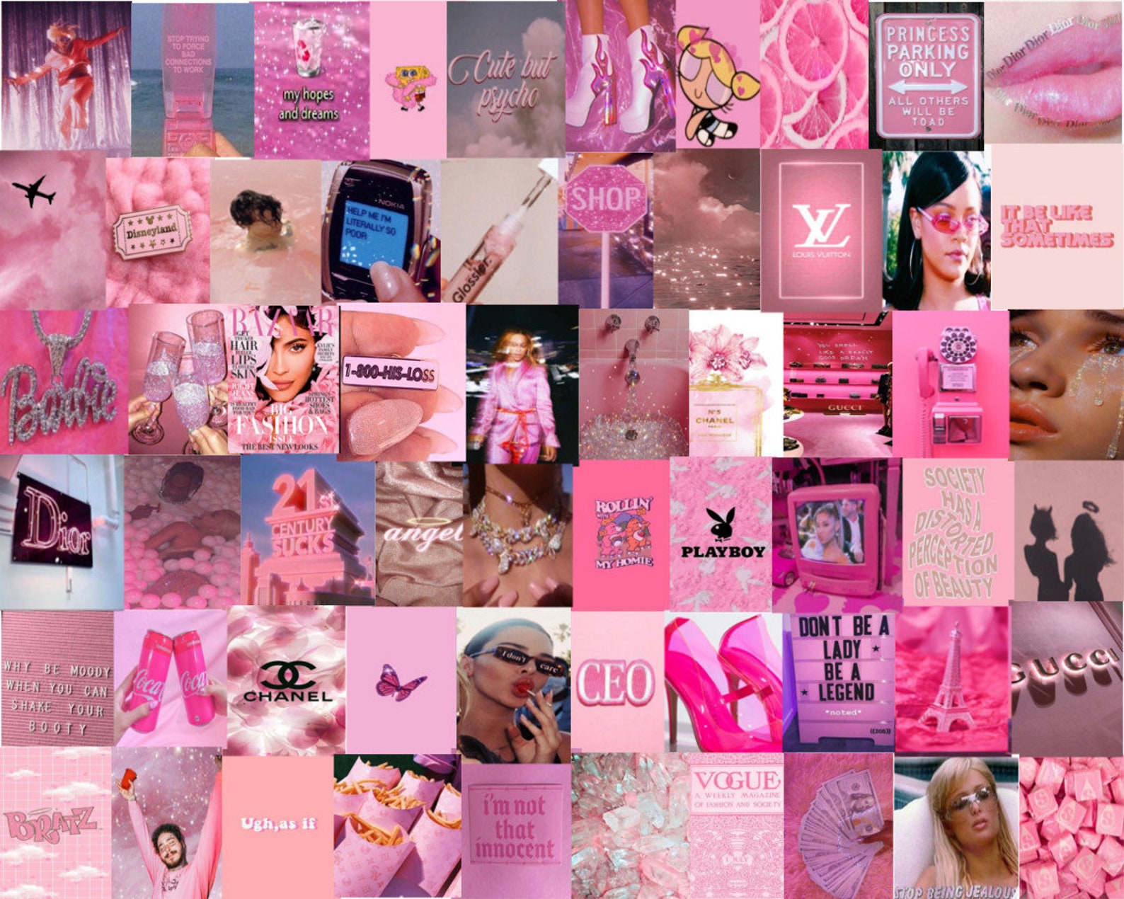 Pink AESTHETIC Boujee Collage Wall Kit 4x6 Photo Wall Collage Etsy