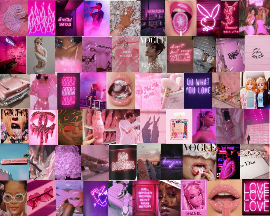 Pink AESTHETIC Boujee Collage Wall Kit 4x6 Photo Wall Collage - Etsy