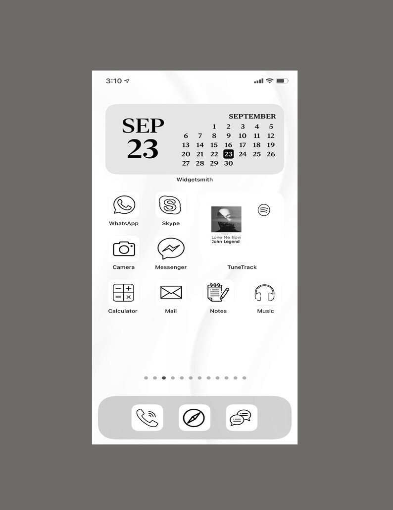 Ios 14 App Icons White and Light Grey Minimalist Line Design | Etsy