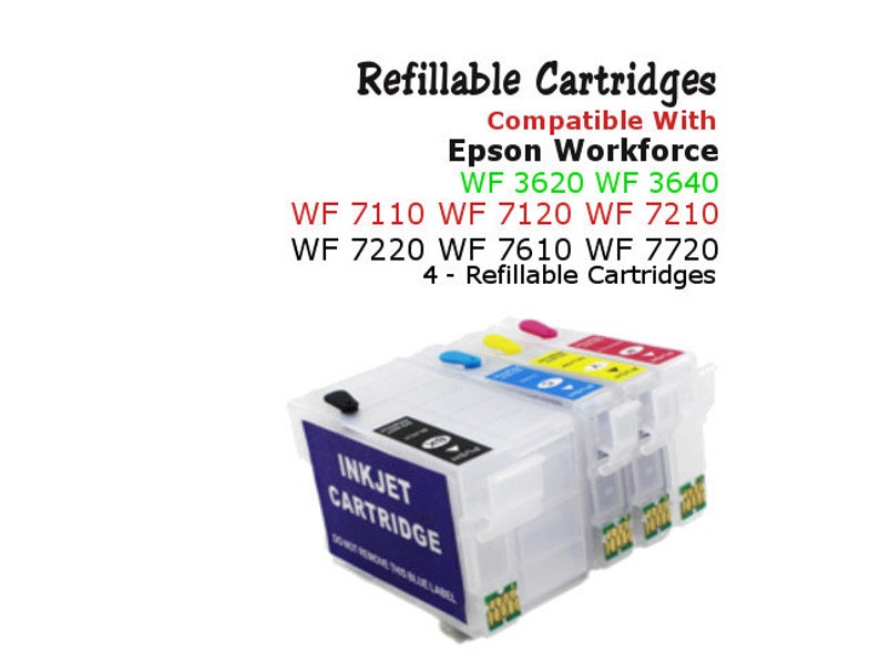 4 Refillable Ink Cartridges Epson WorkForce WF7210 WF7710 Etsy