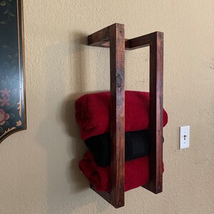 Rustic Wooden Floating Towel Rack, Wooden Bathroom Decor, Bathroom ...