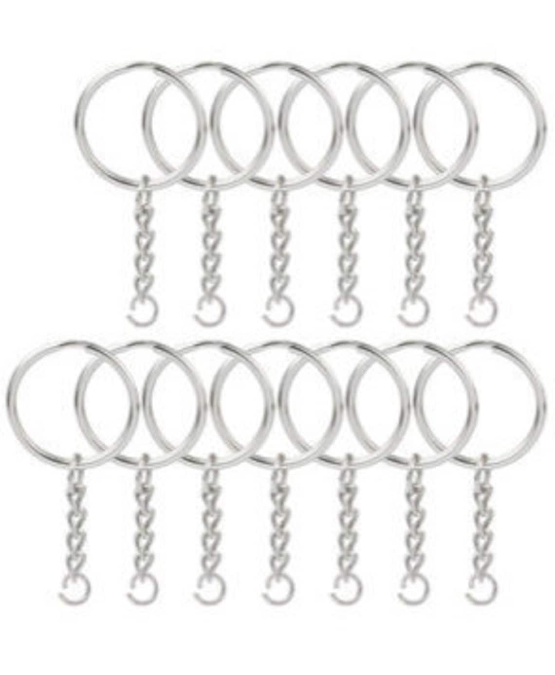 Silver Key Chain Rings With Attached Chain Jump Ring1 Inch Etsy