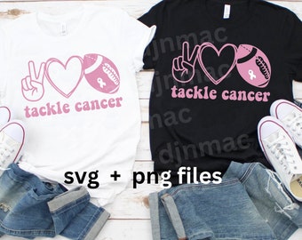 Tackle Cancer Peace Love Cure In October We wear Pink SVG PNG, Digital Cut Files, Breast Cancer Awareness, Breast Cancer, We Fight Together