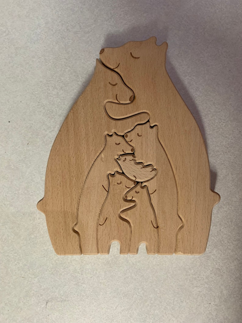 Engraved Family Personalized Wooden Bear Puzzle, Name Puzzle, Gift for Mom, Family Home Decor, Gift For Kids, Gift for Grandma, Animal Lover image 5