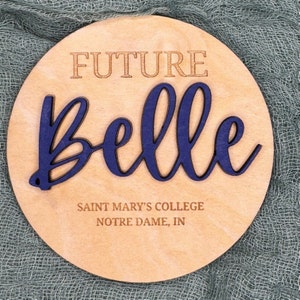 Discos de hitos mensuales / Marcadores de hitos mensuales de madera Señales mensuales / Carta 3D / Fotos de bebés / Saint Mary's College / Notre Dame, IN