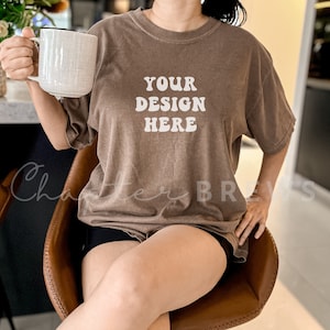 Espresso Comfort Colors 1717 T-Shirt Mockup | Oversized Mockup | C1717 Comfort Colors