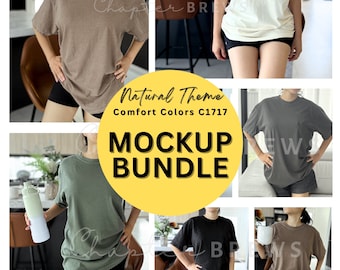Comfort Colors C1717 T-Shirt Mockup Bundle | Digital Download. White, Espresso, Pepper, Black, Cream, Moss
