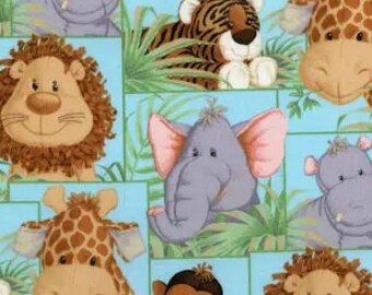 Baby Animal Fabric,Animal Fabric,Baby Fabric,Fabric,Cotton Fabric,Fabric By The Yard,Lion,Elephant,Monkey,Hippo,Giraffe,Jungle Fabric