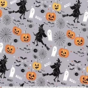 Halloween Fabric, Witch Fabric, Pumpkin Fabric,Halloween, Sewing, Knitting, Quilting, Fabric By The Yard,