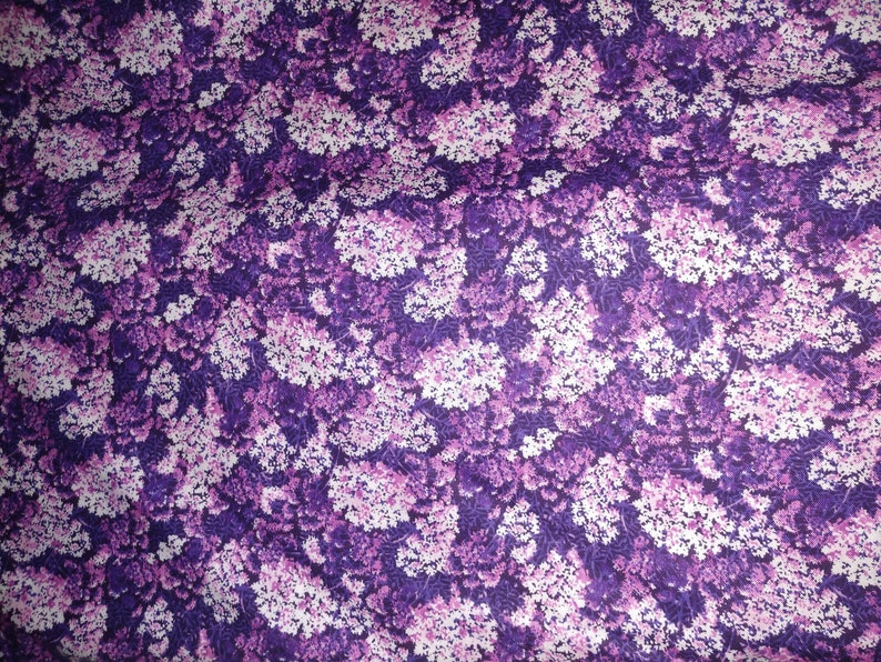 Purple Flower Fabric Floral Fabric Purple Fabric Sewing Etsy