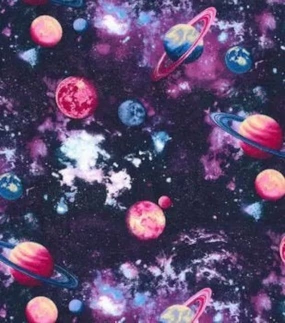 Galaxy Stoff, Galaxy, Lila Stoff, Space Fabric, Planet Stoff, Nähen,  Stricken, Quilting, Stoff Bulk Stock, Baumwollstoff, Glitzer Stoff