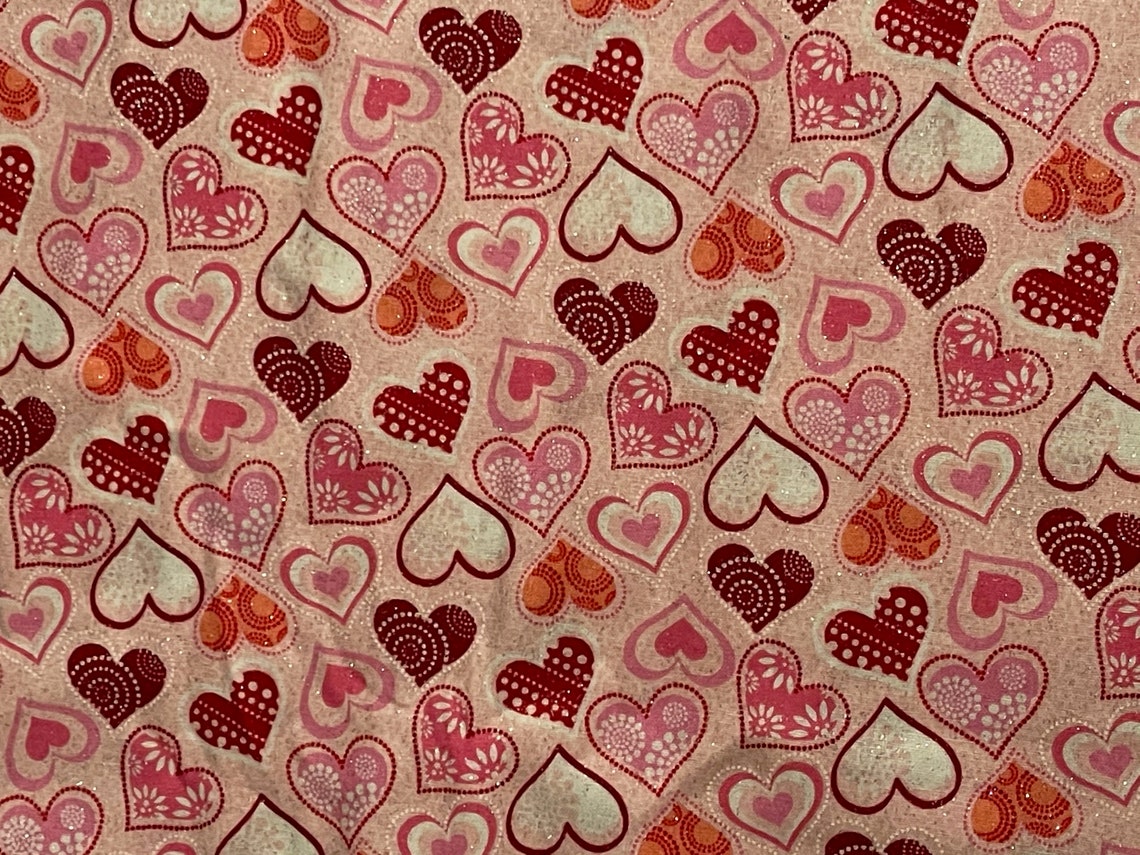 Hearts Fabric Valentine's Day Pink Fabric Fabric by Etsy
