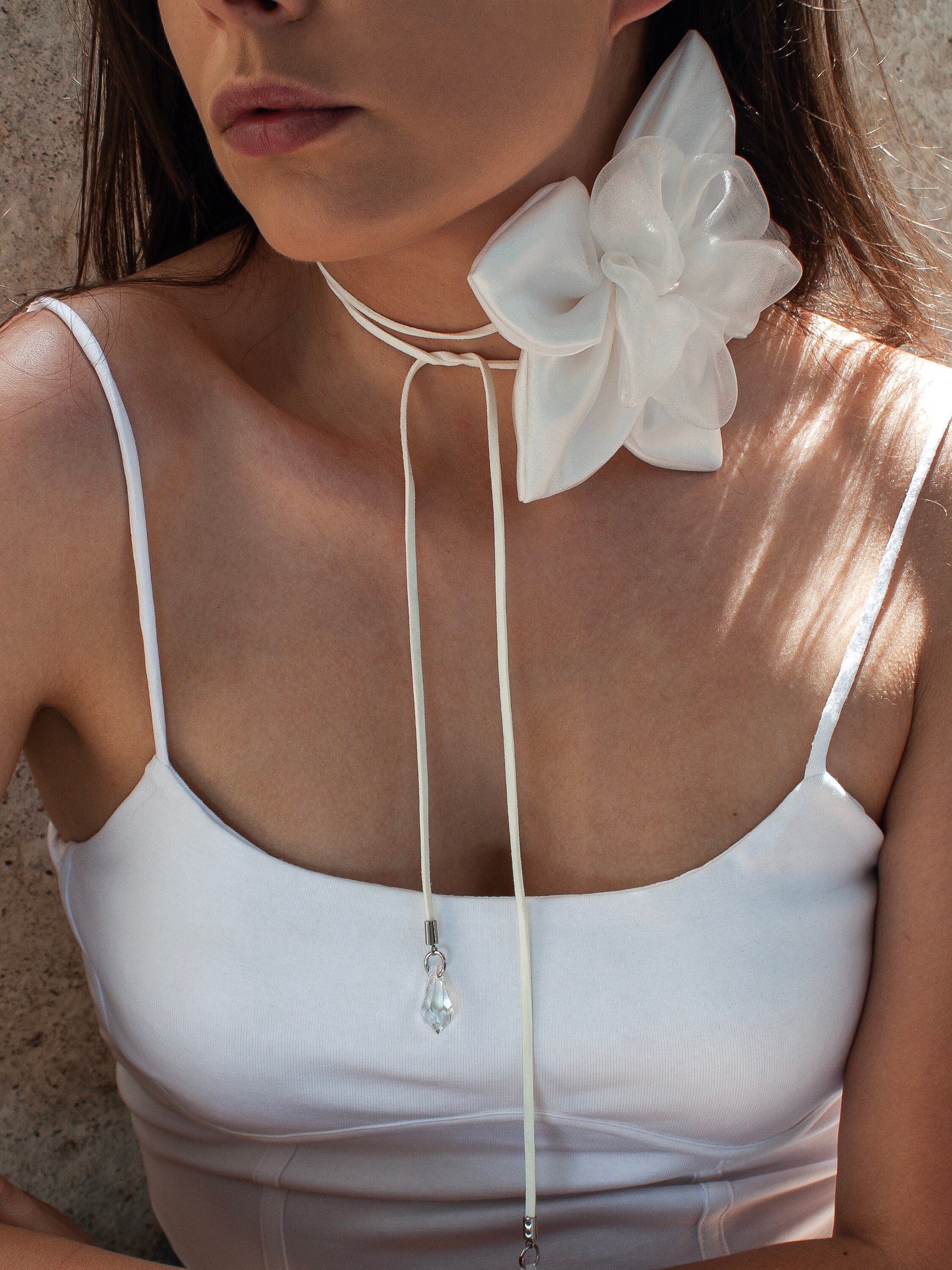 Asphire Artificial Flower Choker Necklace Long Wrap Suede Necklace Vintage  Large Flower Collar Tie Necklace Prom Party Statement Accessories for Women