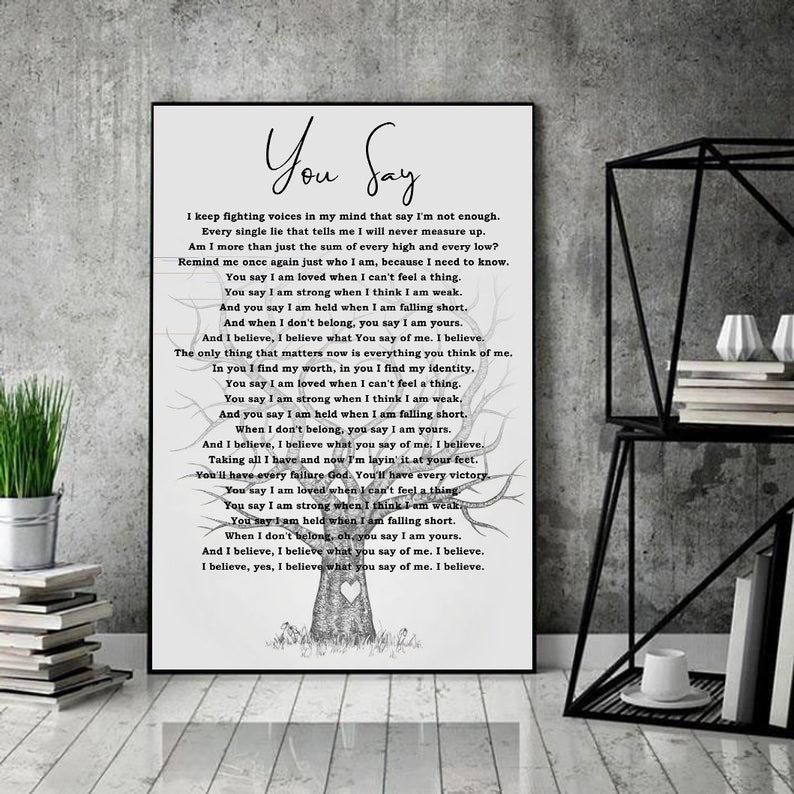 You Say Lauren Daigle Song Lyrics Poster Canvas Print Music  Etsy
