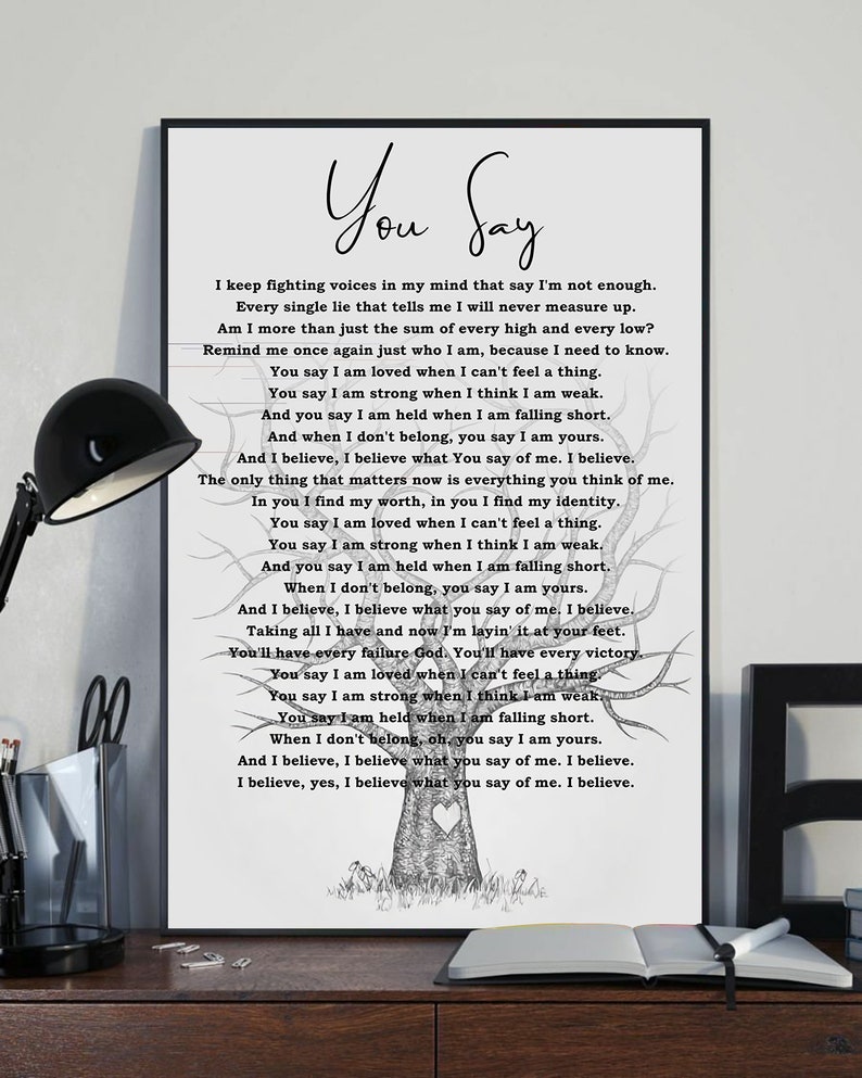 You Say Lauren Daigle Song Lyrics Poster Canvas Print Music  Etsy