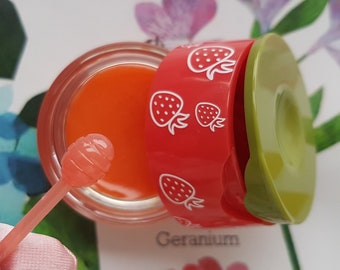 moisturising orange scented lip balm - softening smooth lip salve - fruit flavoured tinted chapstick - 10ml honeypot container