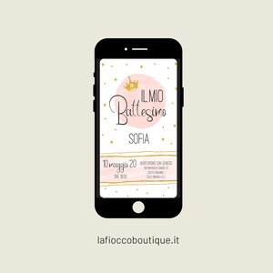Digital Invitation Baptism Baby Girl Watercolor