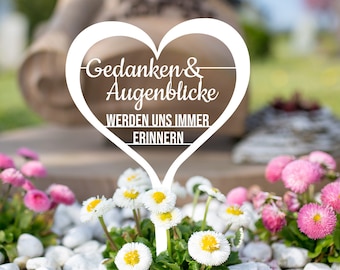 Illumino Grabdekoration Grabschmuck Wetterfeste Grabstecker aus Stahl mit Trauerspruch /Gedanken & Augenblicke../ Eine liebevolle Erinnerung