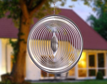 Illumino Edelstahl Windspiel / Wind Spinner Kreis L für Garten Wohnung Gartendeko Wohn Fenster Metall Deko