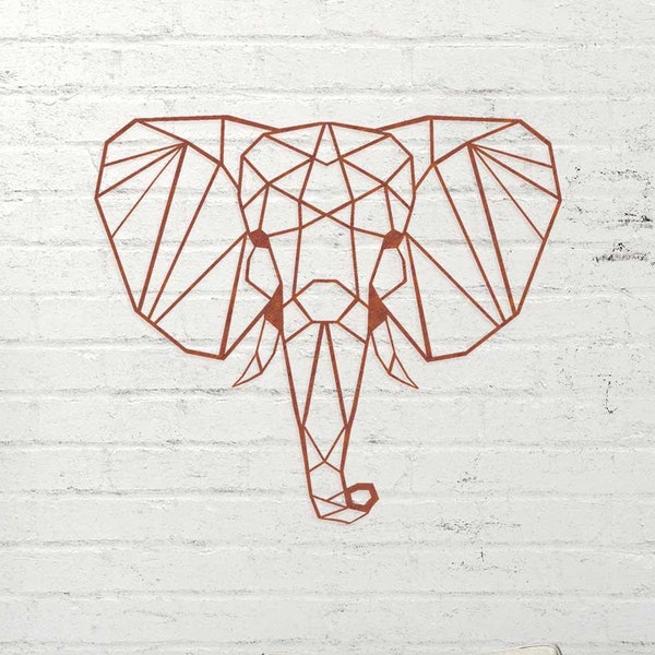 Illumino Metall-Wand-Kunst "Geometrischer Elefant" Rost Rostig Garten Deko Skulptur Rusty XXL