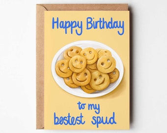Tarjeta de felicitación de cumpleaños con la mejor sonrisa de patata