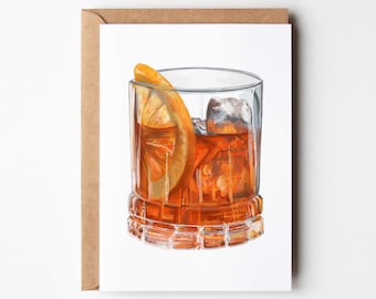Negroni / Old Fashioned Cocktail Greeting Card | Card for Him