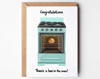 Bun In The Oven Greeting Card| New baby | pregnancy | pregnant | gender reveal | third trimester | baby shower