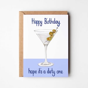 Buon compleanno, spero che sia un biglietto d'auguri sporco/martini/oliva/martini sporco/compleanno per lei/cocktail/gin/compleanno divertente