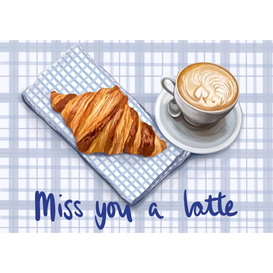 Miss you a latte miss you coffee themed A6 greeting card with | Etsy
